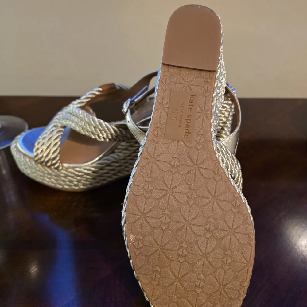 Kate Spade Metallic Gold Braided Sandals New In Box - Picture 4 of 4